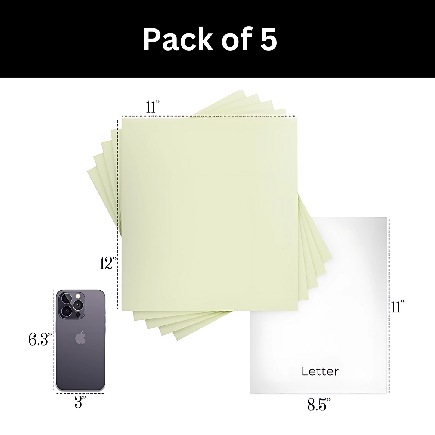 Glow in the Dark Permanent Adhesive Vinyl Sheets by ONNCE, 12 x 11 Inch, 5-Pack