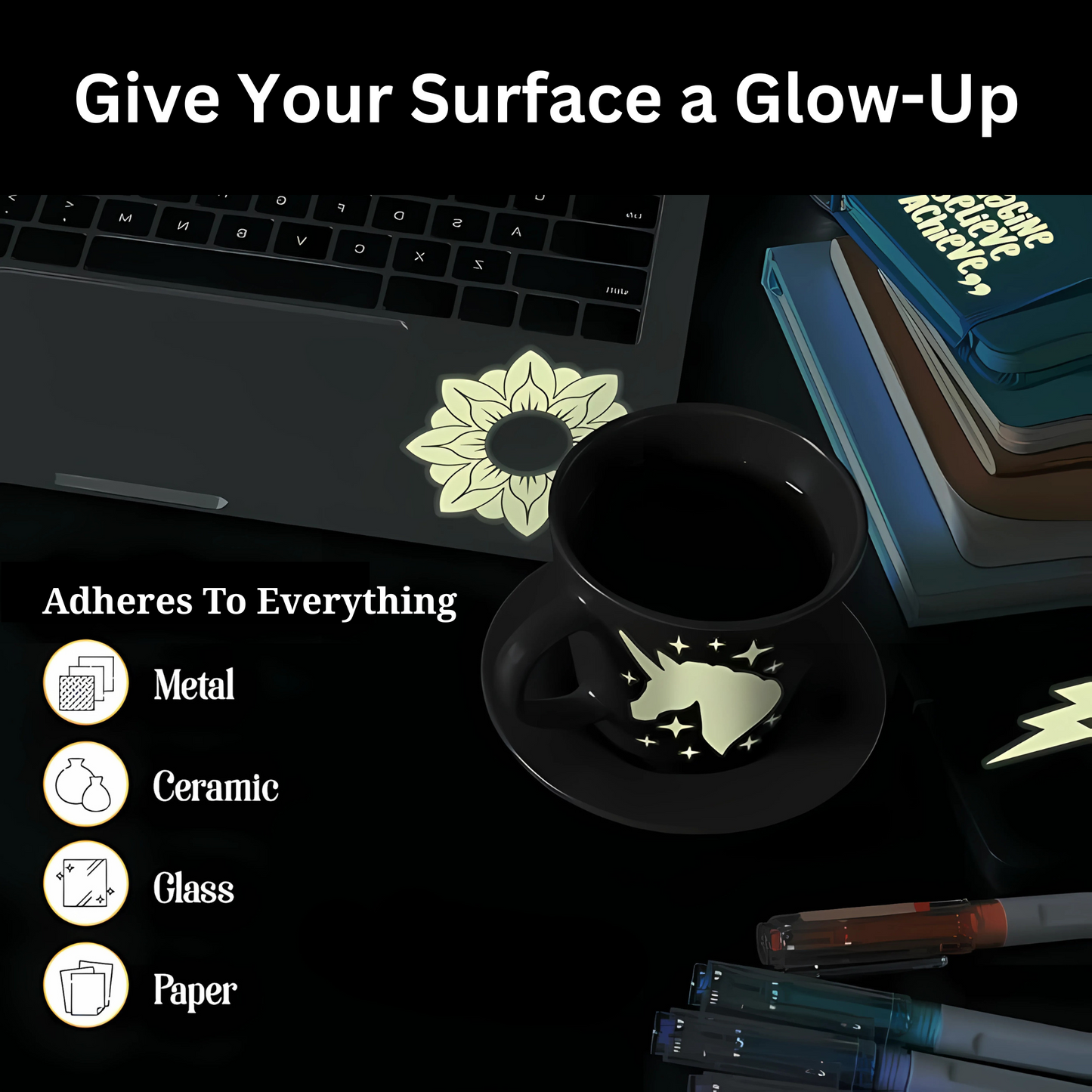 Glow in the Dark Permanent Adhesive Vinyl Sheets by ONNCE, 12 x 11 Inch, 5-Pack