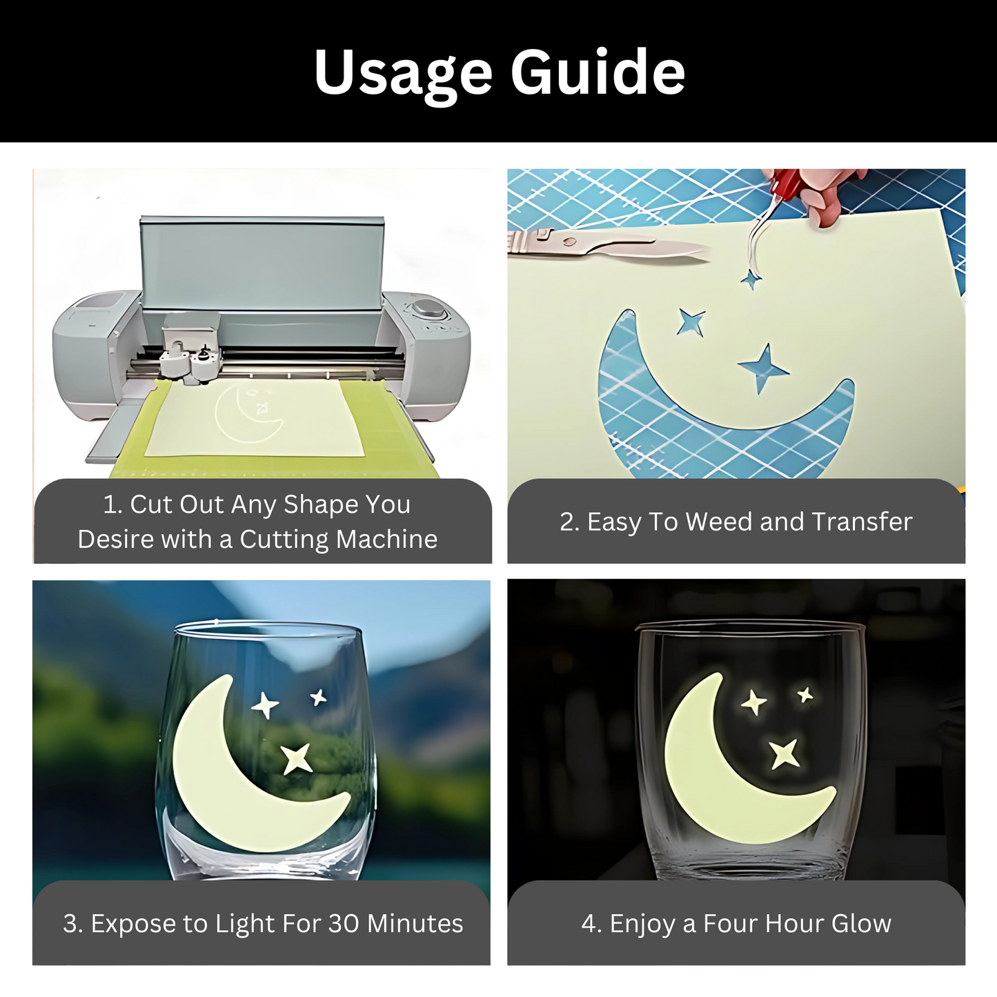 Glow in the Dark Permanent Adhesive Vinyl Sheets by ONNCE, 12 x 11 Inch, 5-Pack