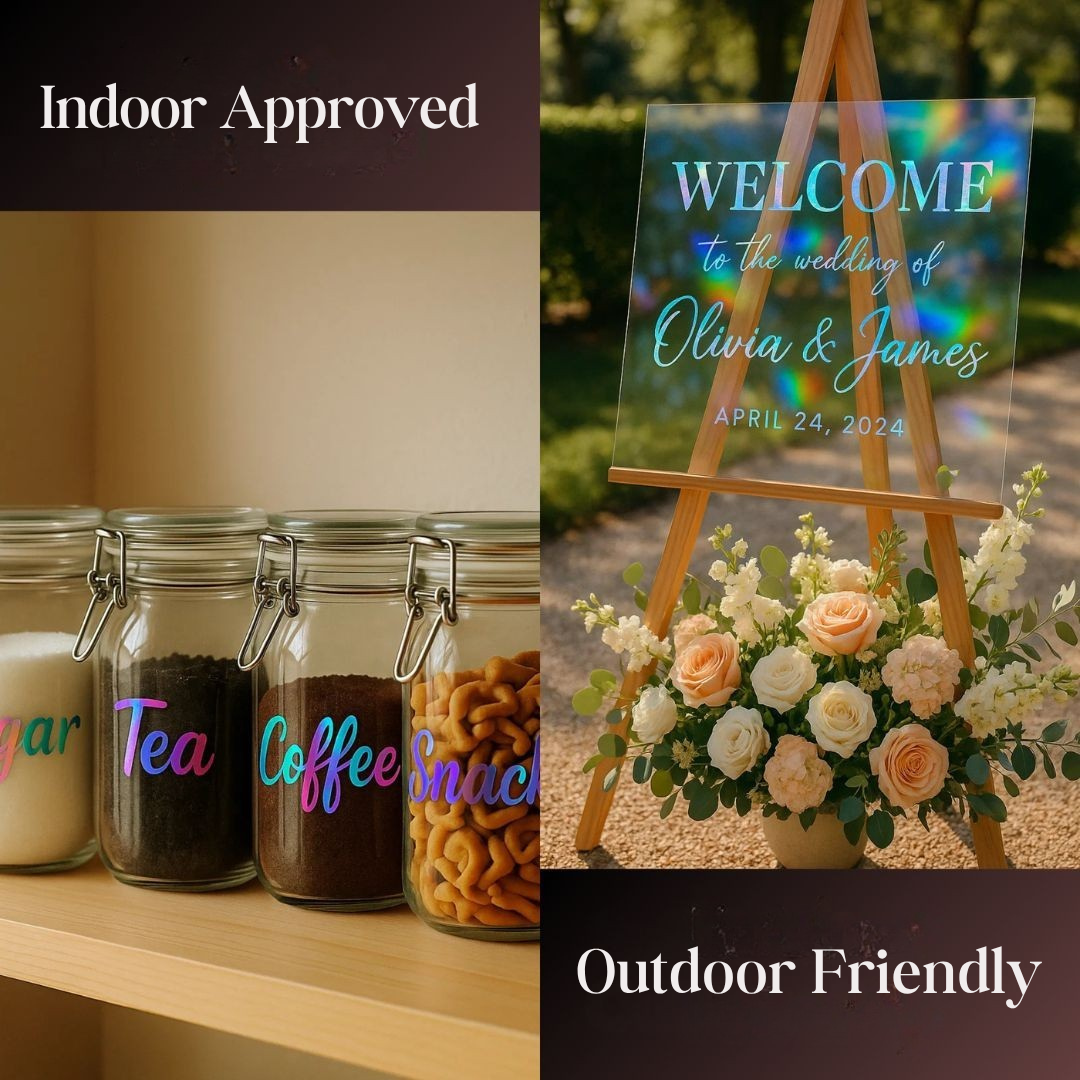 Metallic Opal Holographic Permanent Vinyl by ONNCE, 5.5 x 12 Inch, 20-Pack (5 Colors)