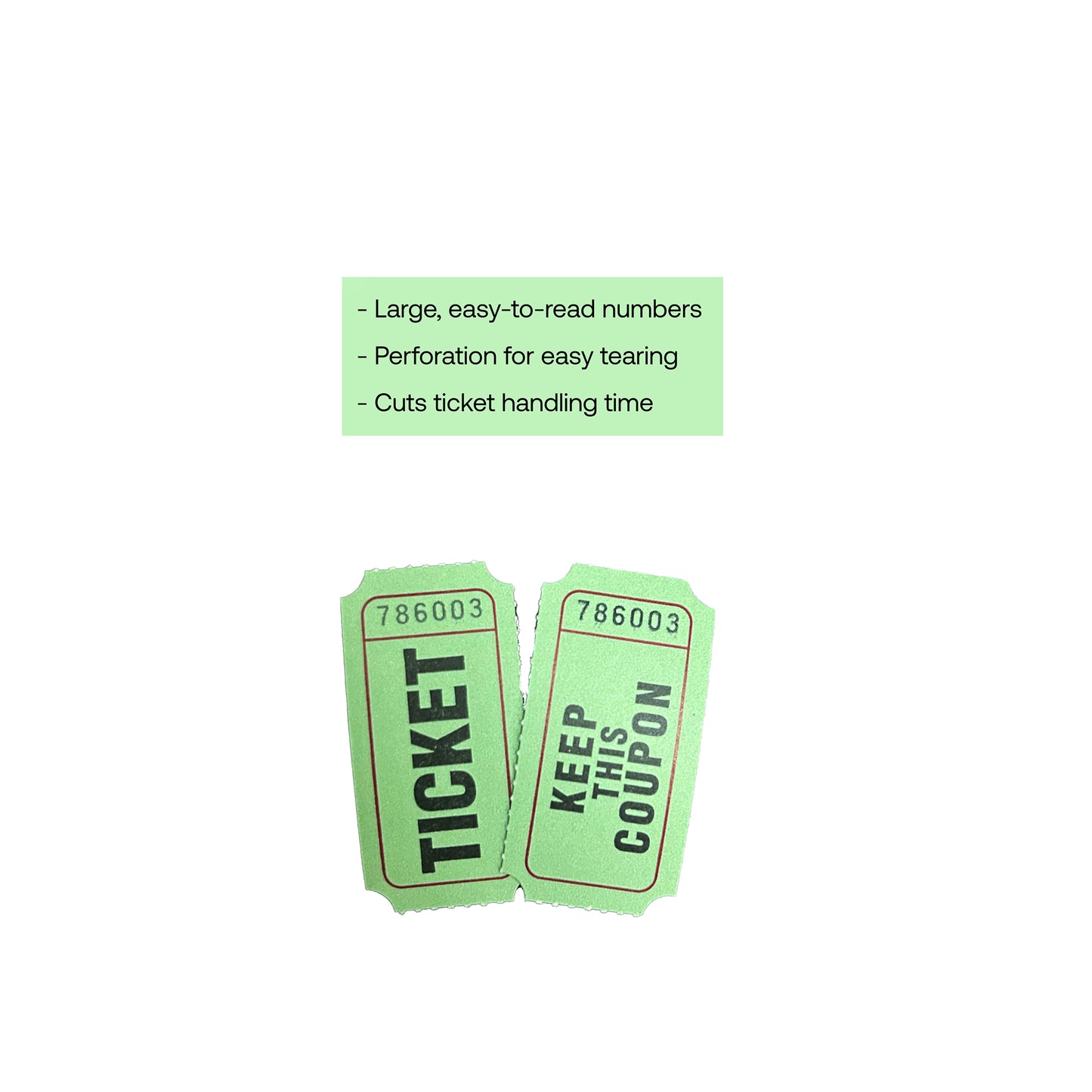 Raffle/Party Tickets with Built-In Dispenser by ONNCE | Double Roll of 1000 | Set of 3 Colors: Green, Red, Yellow
