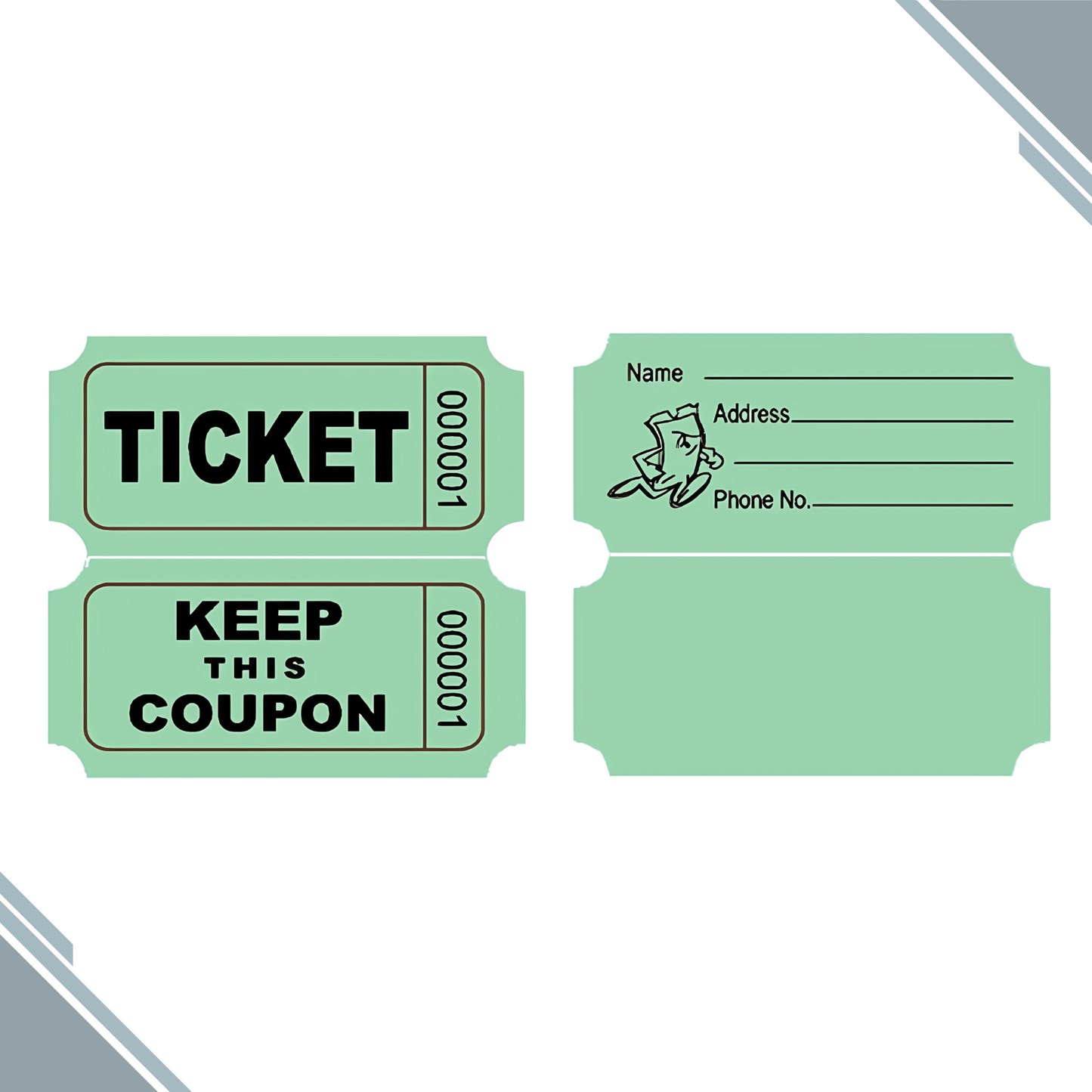 Raffle/Party Tickets with Built-In Dispenser by ONNCE | Double Roll of 1000 | Set of 3 Colors: Green, Red, Yellow