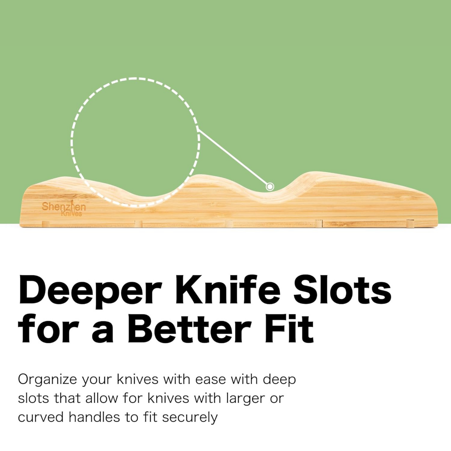 In-Drawer Bamboo Knife Block by Shenzhen Knives – Holds 10–15 Knives
