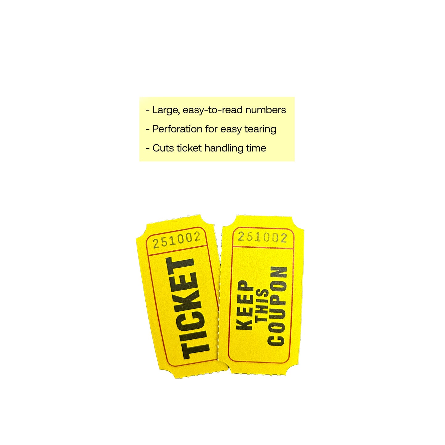 Raffle/Party Tickets with Built-In Dispenser by ONNCE | Double Roll of 1000 | Set of 3 Colors: Green, Red, Yellow