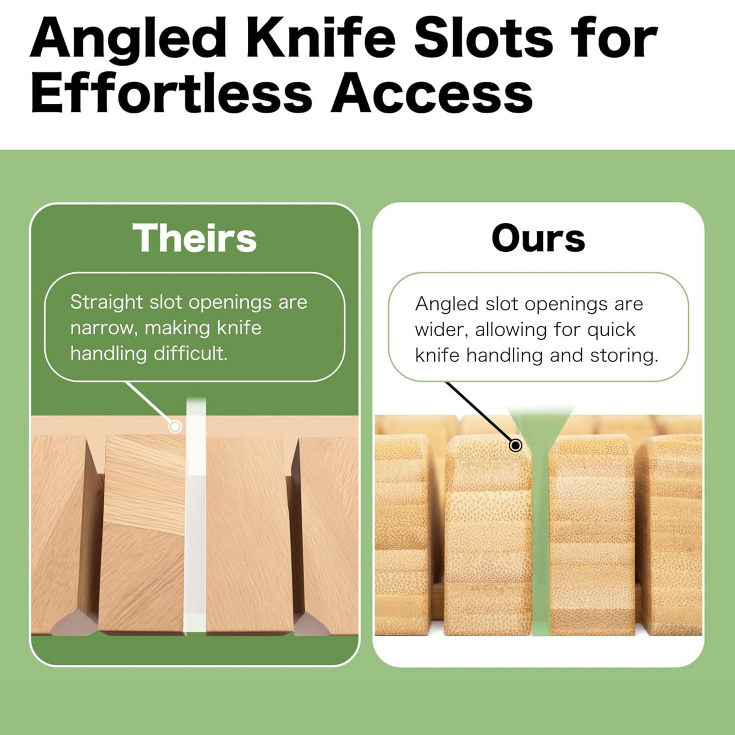 In-Drawer Bamboo Knife Block by Shenzhen Knives – Holds 10–15 Knives