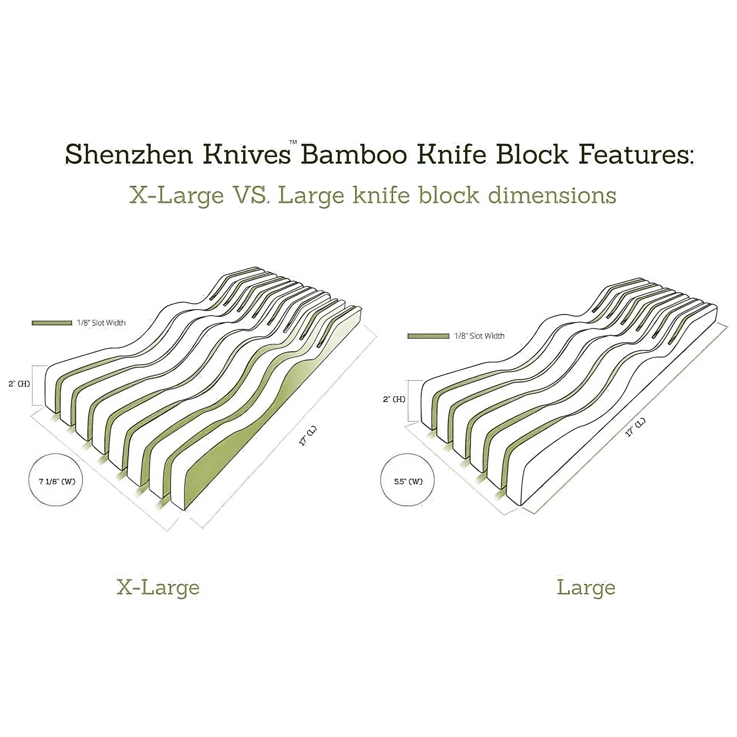In-Drawer Bamboo Knife Block by Shenzhen Knives – Holds 10–15 Knives