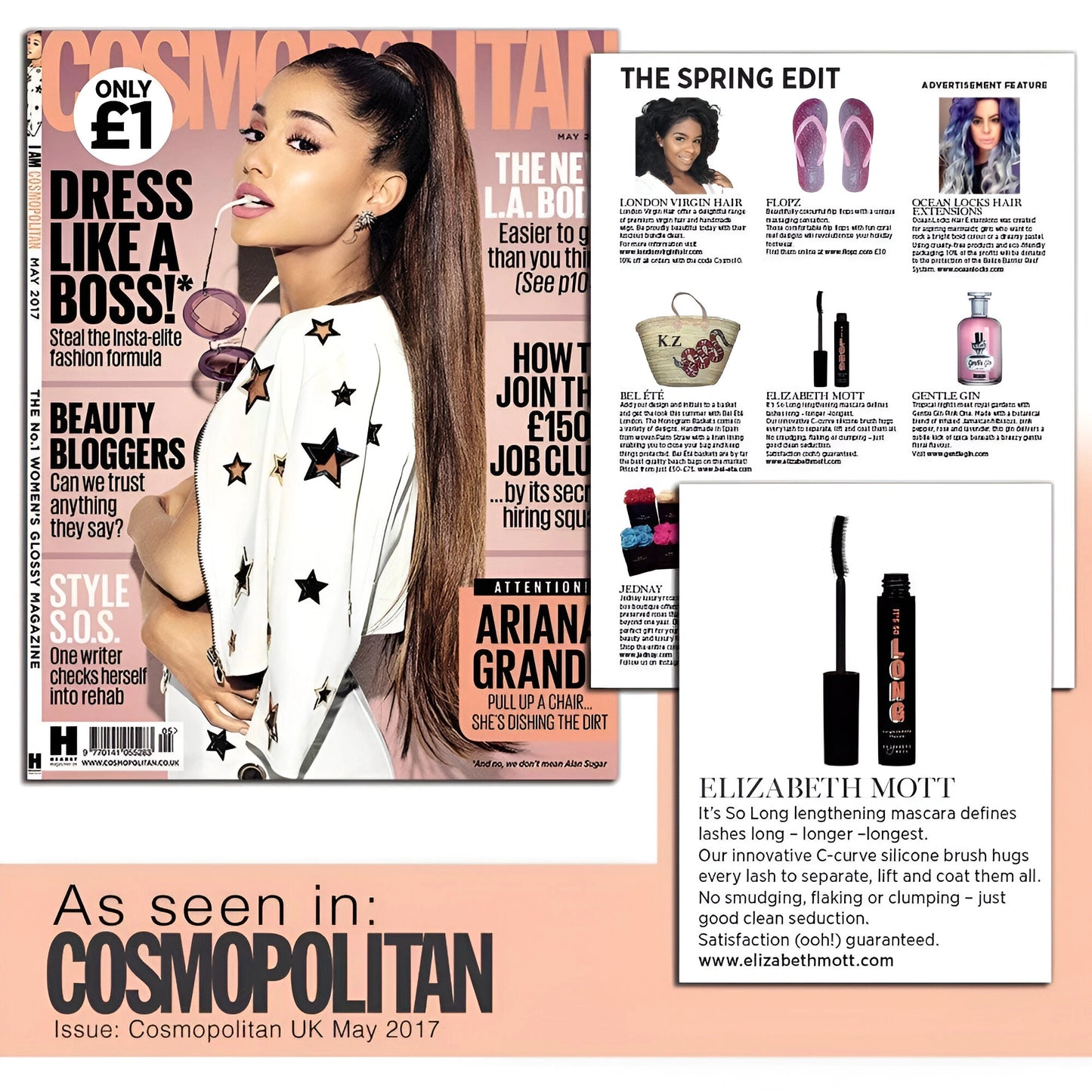 Black Lengthening Smudge Proof Water Resistant Mascara by Elizabeth Mott - 8ml