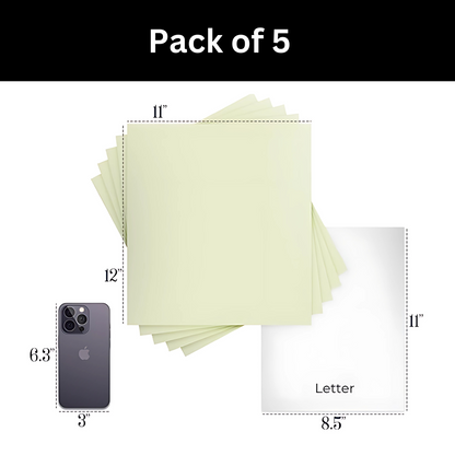 Glow in the Dark Permanent Adhesive Vinyl Sheets by ONNCE, 12 x 11 Inch, 5-Pack