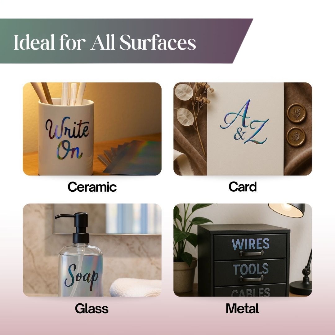 Black Metallic Holographic Vinyl Sheets by ONNCE, 12 x 11 Inch, 10-Pack