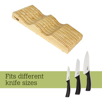 In-Drawer Bamboo Knife Block by Shenzhen Knives – Holds 10–15 Knives