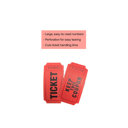 Raffle/Party Tickets with Built-In Dispenser by ONNCE | Double Roll of 1000 | Set of 3 Colors: Green, Red, Yellow