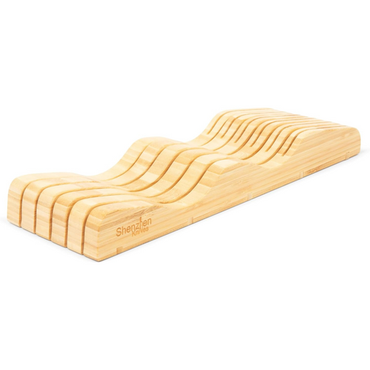 In-Drawer Bamboo Knife Block by Shenzhen Knives – Holds 10–15 Knives