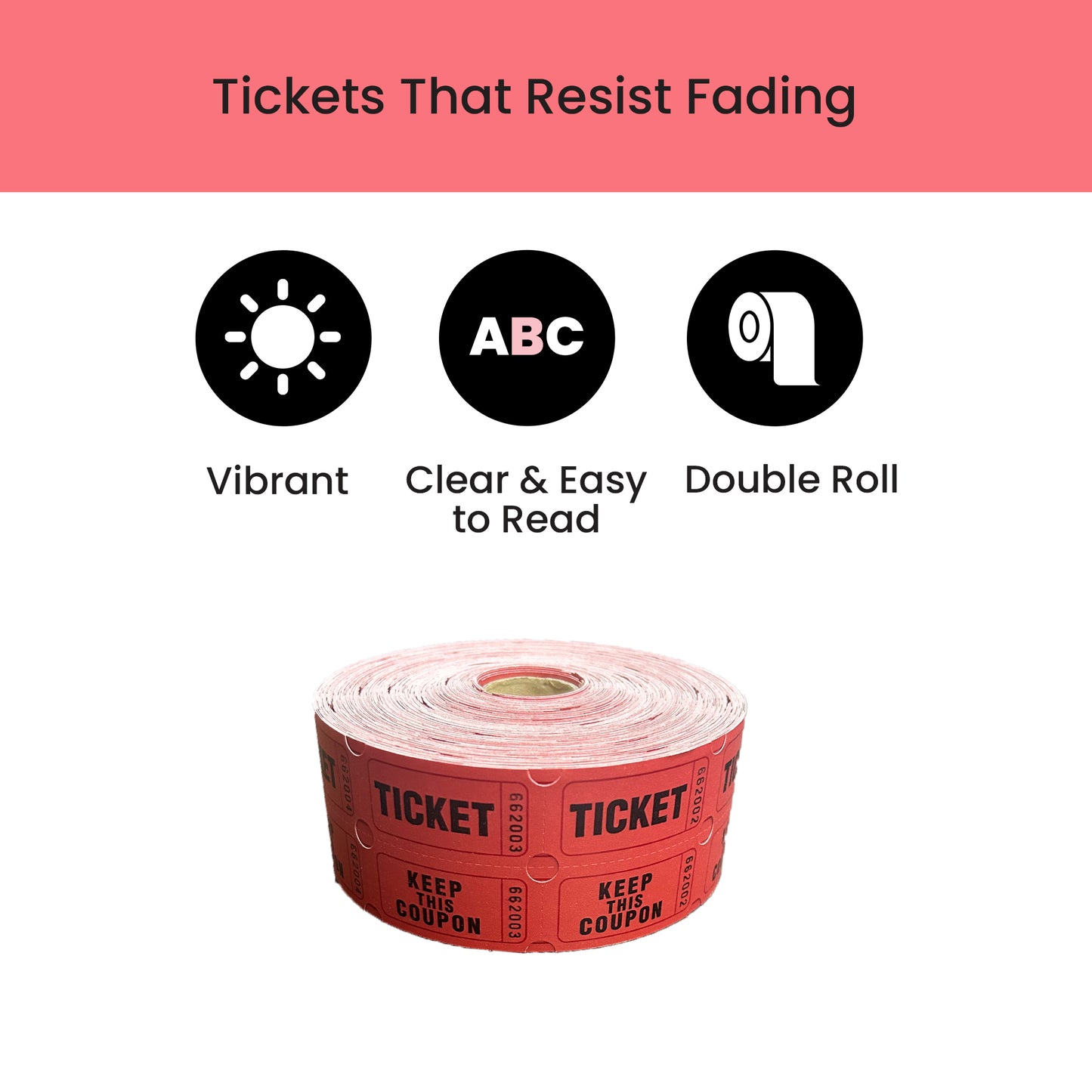 Raffle/Party Tickets with Built-In Dispenser by ONNCE | Double Roll of 1000 | Set of 3 Colors: Green, Red, Yellow