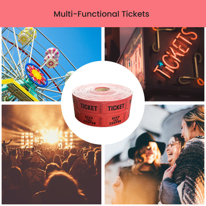 Raffle/Party Tickets with Built-In Dispenser by ONNCE | Double Roll of 1000 | Set of 3 Colors: Green, Red, Yellow