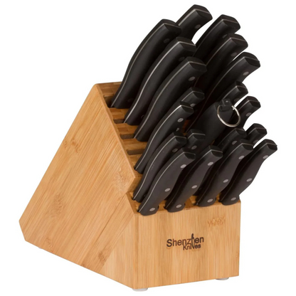 Bamboo Countertop Knife Block by Shenzhen Knives – 20-Slot, Large & Extra-Large