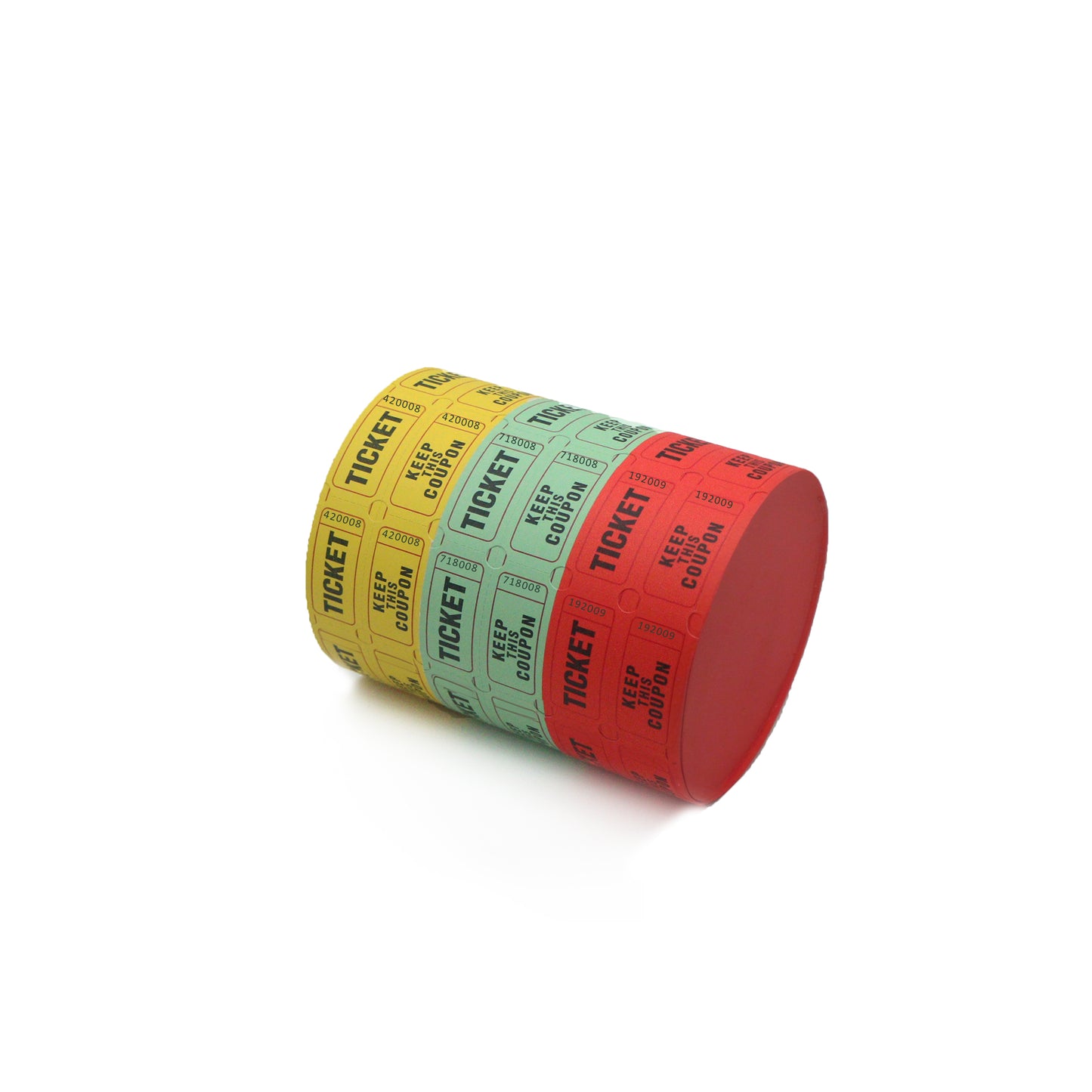 Raffle/Party Tickets with Built-In Dispenser by ONNCE | Double Roll of 1000 | Set of 3 Colors: Green, Red, Yellow
