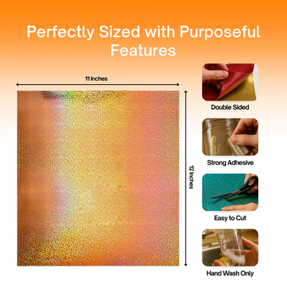Holographic Sparkle Adhesive Vinyl Sheets by ONNCE, 12 x 11 Inch, 8-Pack