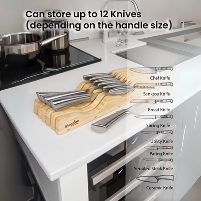 In-Drawer Plastic Knife Block by Shenzhen Knives – Large, 11 Slot