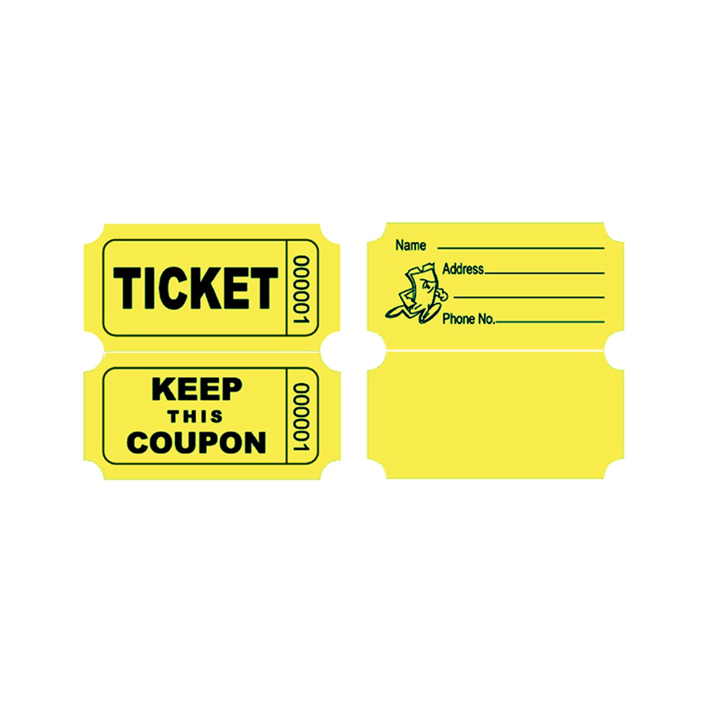 Raffle/Party Tickets with Built-In Dispenser by ONNCE | Double Roll of 1000 | Set of 3 Colors: Green, Red, Yellow