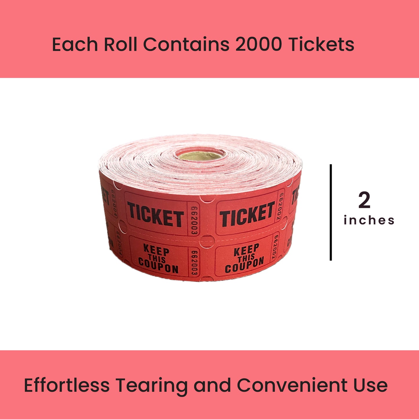 Raffle/Party Tickets with Built-In Dispenser by ONNCE | Double Roll of 1000 | Set of 3 Colors: Green, Red, Yellow
