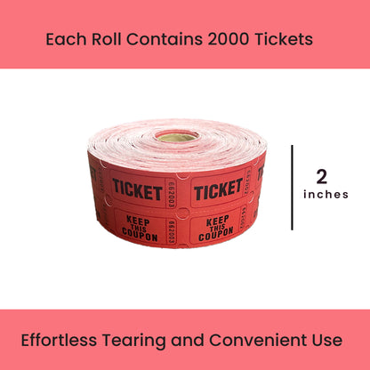 Raffle/Party Tickets with Built-In Dispenser by ONNCE | Double Roll of 1000 | Set of 3 Colors: Green, Red, Yellow