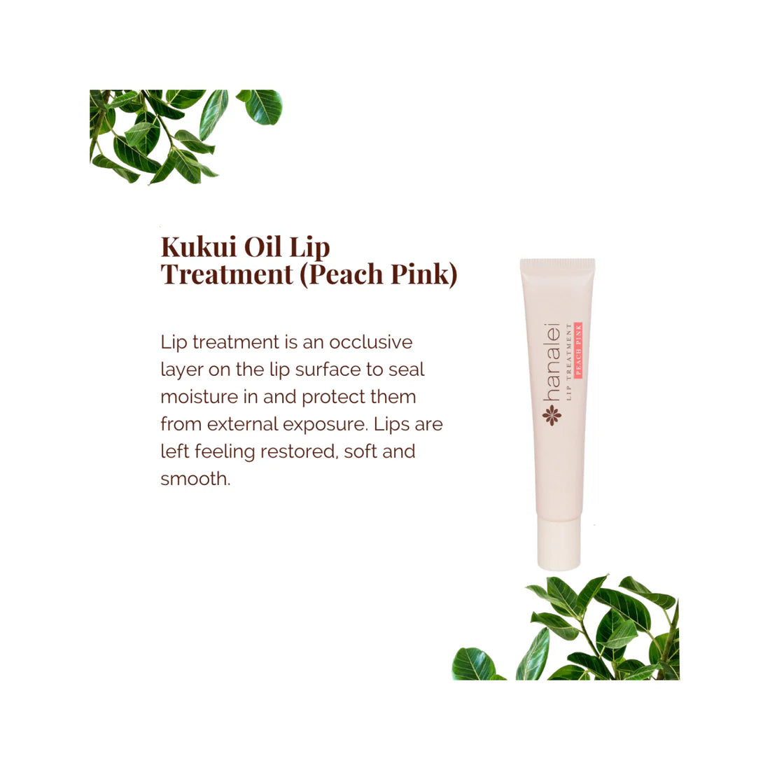 Kukui Lip Oil Treatment Balm for Soothing Dry Lips by Hanalei - 15g
