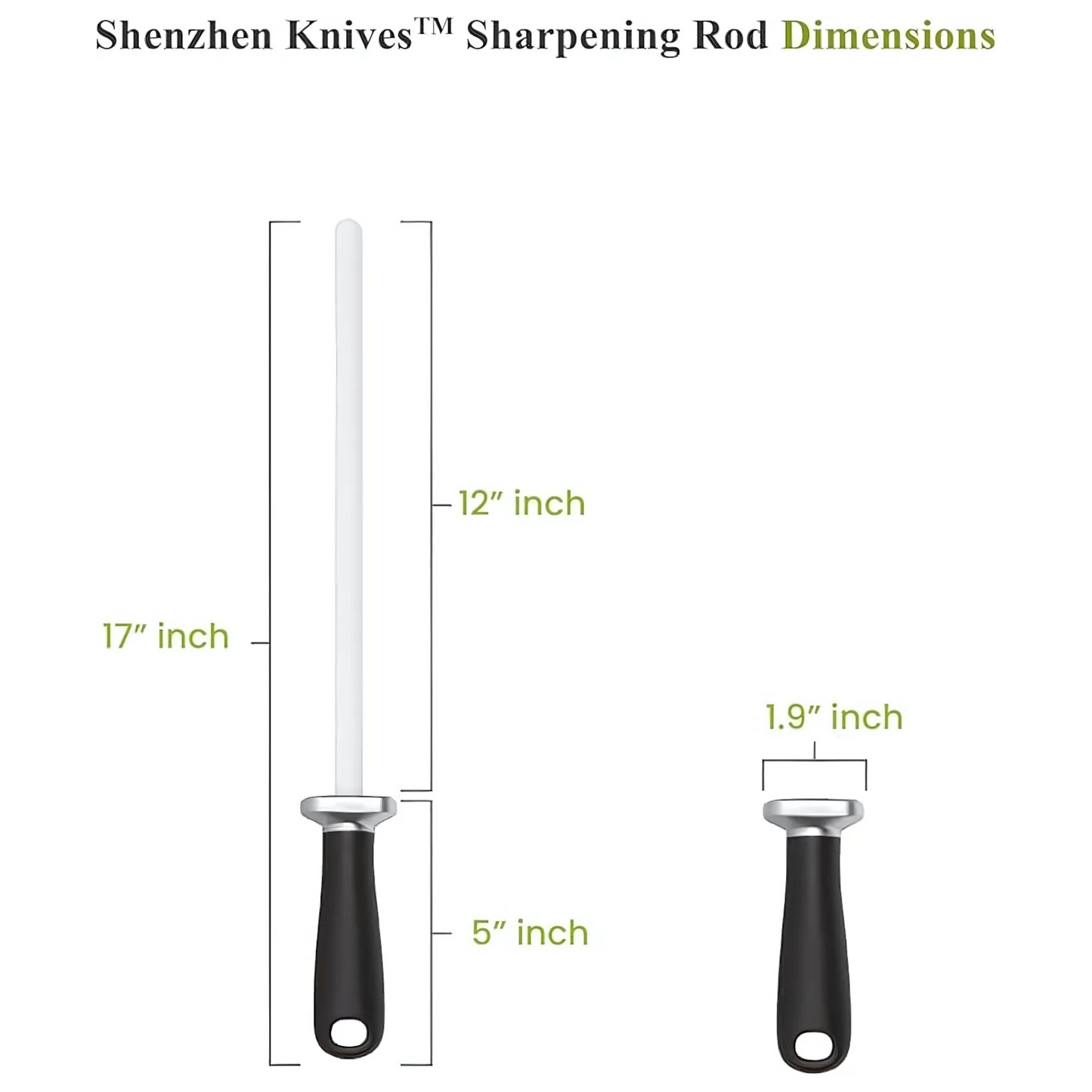 Ceramic Honing Rod by Shenzhen Knives –12-Inch