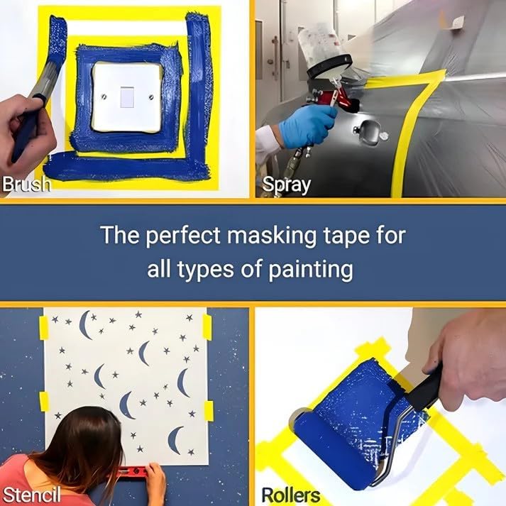 3 Painters Tape Rolls for Professional Painting - Pack of 3 (180ft x ¾ inch each)