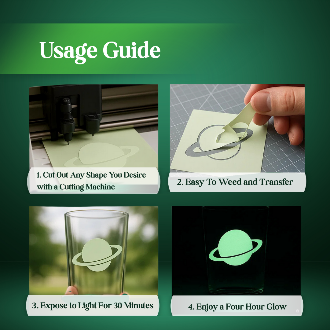 Glow in the Dark Permanent Adhesive Vinyl Sheets by ONNCE, 12 x 11 Inch, 5-Pack