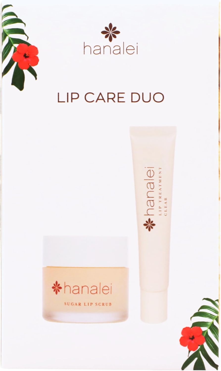 Kukui Lip Oil Treatment Balm (Clear) - 15g & Sugar Lip Scrub Exfoliator - 22g by Hanalei