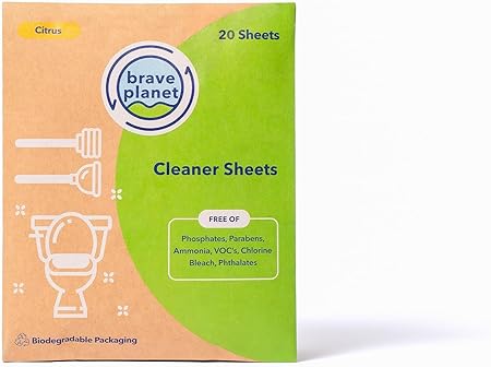 Toilet Bowl Cleaner Sheets by Brave Planet, Pack of 20