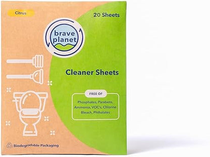 Toilet Bowl Cleaner Sheets by Brave Planet, Pack of 20