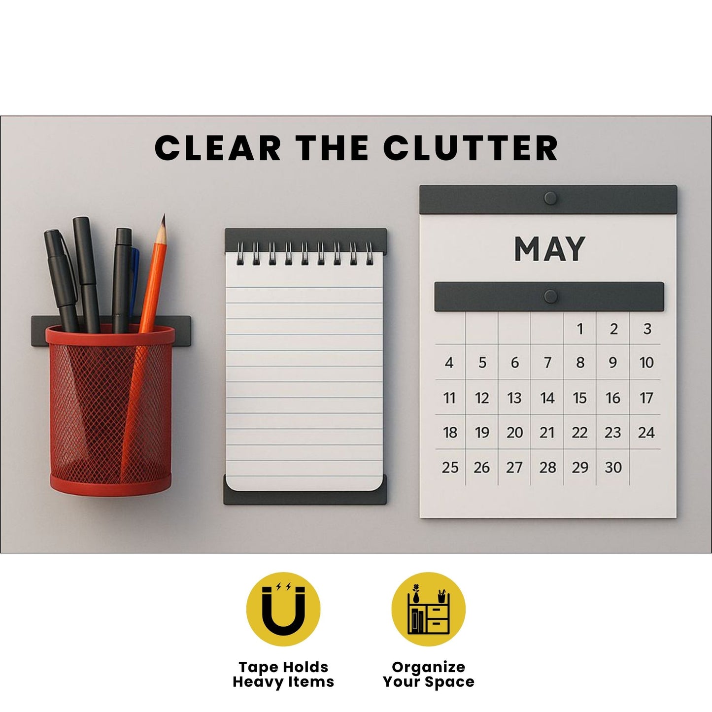 Magnetic Tape Strips by ONNCE, 1.26"" x 1ft , Pack of 5