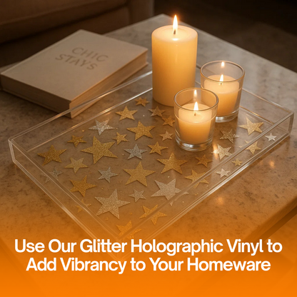 Holographic Sparkle Adhesive Vinyl Sheets by ONNCE, 12 x 11 Inch, 8-Pack