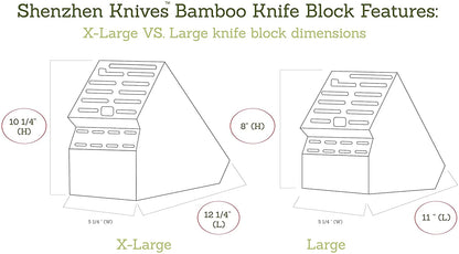 Bamboo Countertop Knife Block by Shenzhen Knives – 20-Slot, Large & Extra-Large