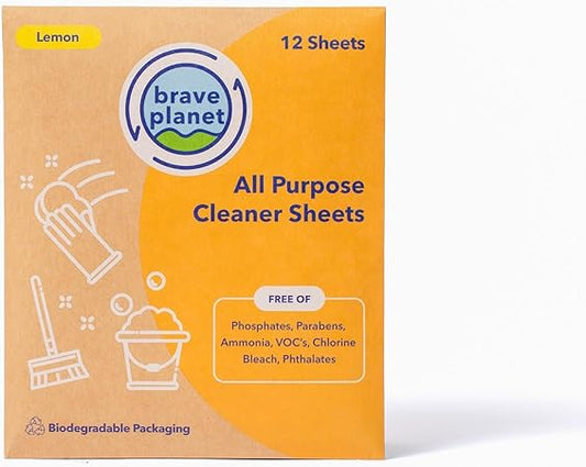 All-Purpose, Lemon Scent Cleaner Sheets by Brave Planet, Pack of 12