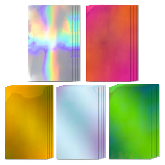 Metallic Opal Holographic Permanent Vinyl by ONNCE, 5.5 x 12 Inch, 20-Pack (5 Colors)