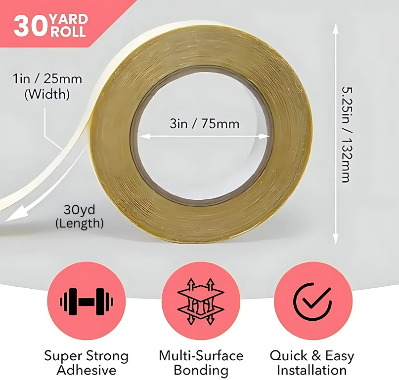 Double Sided Carpet Tape Roll - (90ft x 1.88 inches)