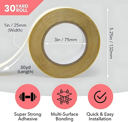 Double Sided Carpet Tape Roll - (90ft x 1.88 inches)