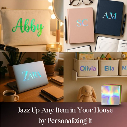 Metallic Opal Holographic Permanent Vinyl by ONNCE, 5.5 x 12 Inch, 20-Pack (5 Colors)