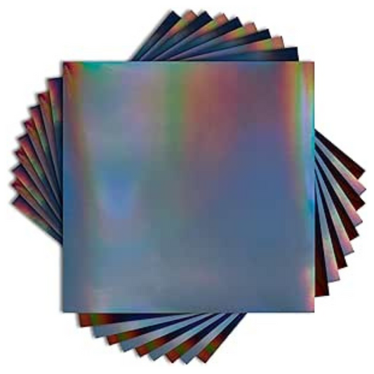 Black Metallic Holographic Vinyl Sheets by ONNCE, 12 x 11 Inch, 10-Pack