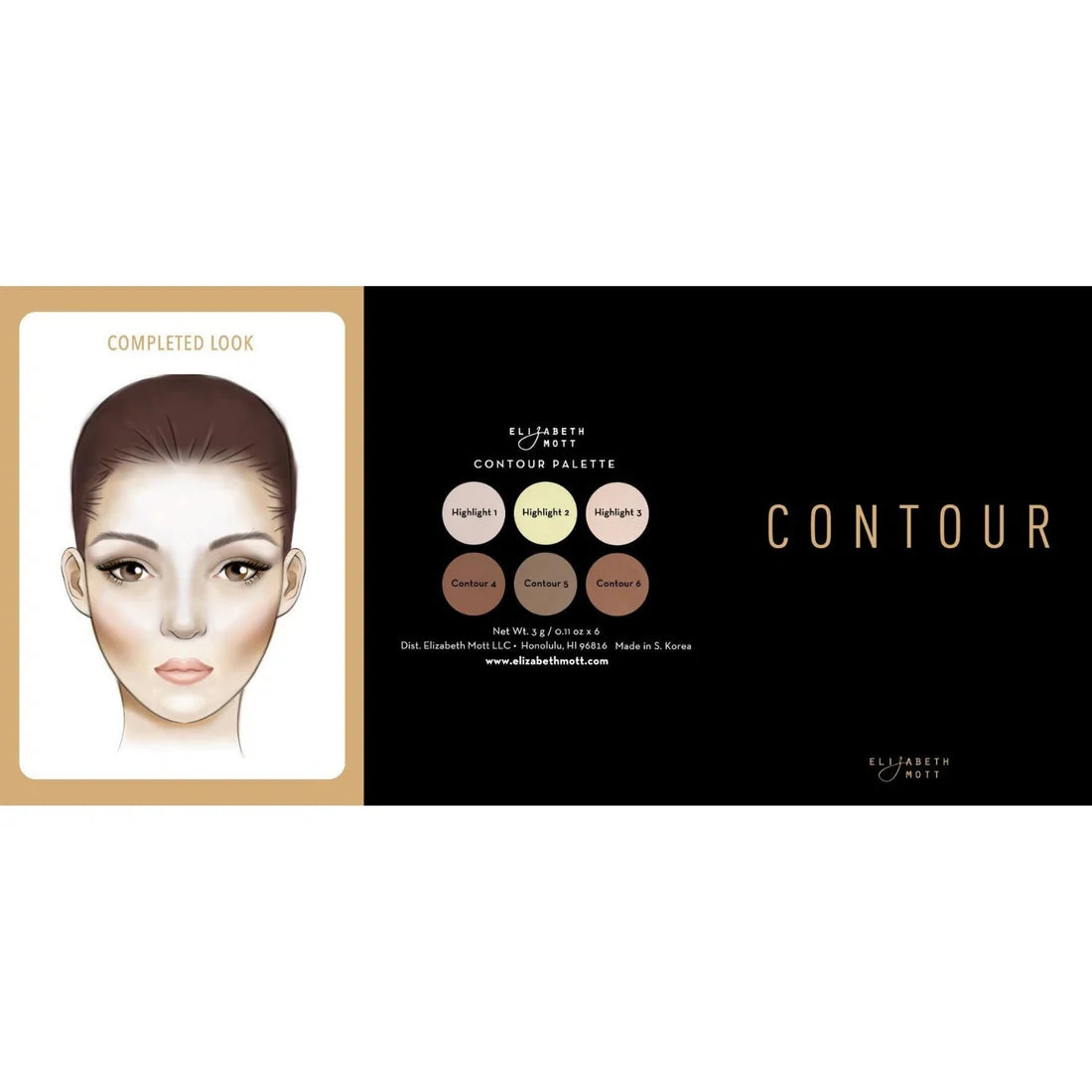 Bronzer Contour Kit & Highlighting Powder by Elizabeth Mott - 6 Shades -18g