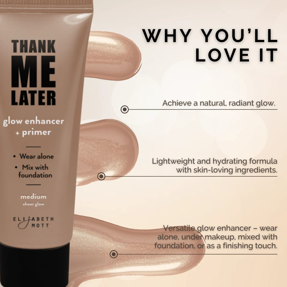 Thank Me Later Glow Enhancer & Primer by Elizabeth Mott - 30g
