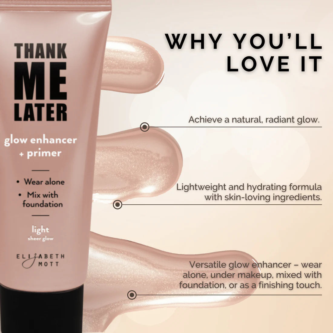 Thank Me Later Glow Enhancer & Primer by Elizabeth Mott - 30g