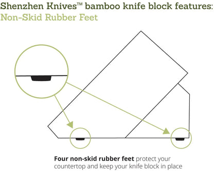Bamboo Countertop Knife Block by Shenzhen Knives – 20-Slot, Large & Extra-Large