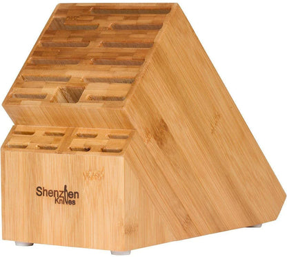 Bamboo Countertop Knife Block by Shenzhen Knives – 20-Slot, Large & Extra-Large